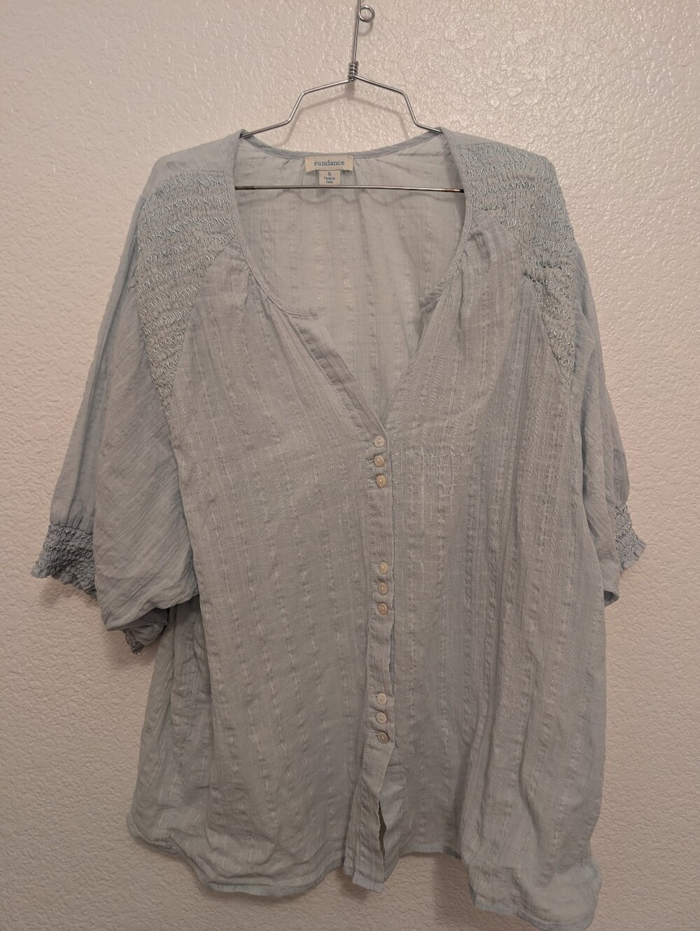 Sundance Button Down Blue Blouse Size Small